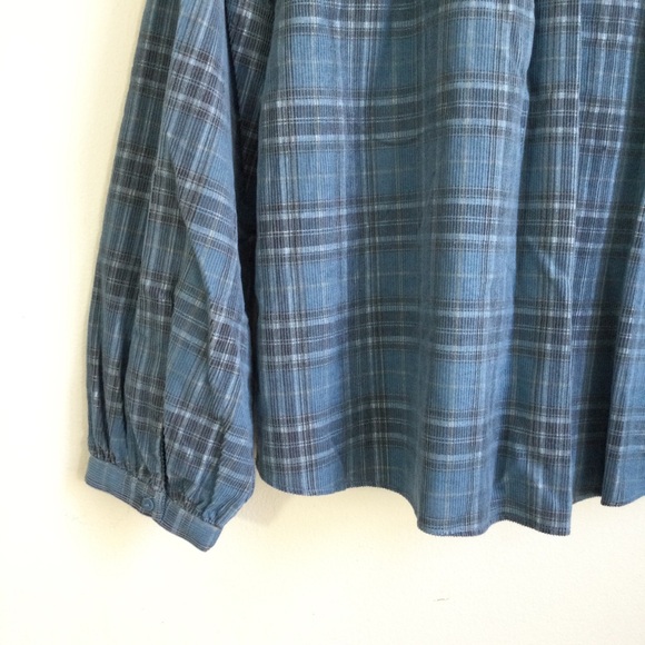 Zara Shirt Blue Plaid Top Long Sleeves size XS - Picture 6 of 7